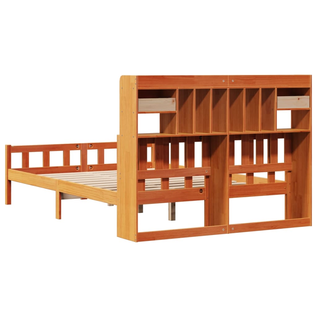 Bed met boekenkast zonder matras grenenhout wasbruin 160x200 cm is nu te koop bij PeponiXL, paradijselijk wonen!