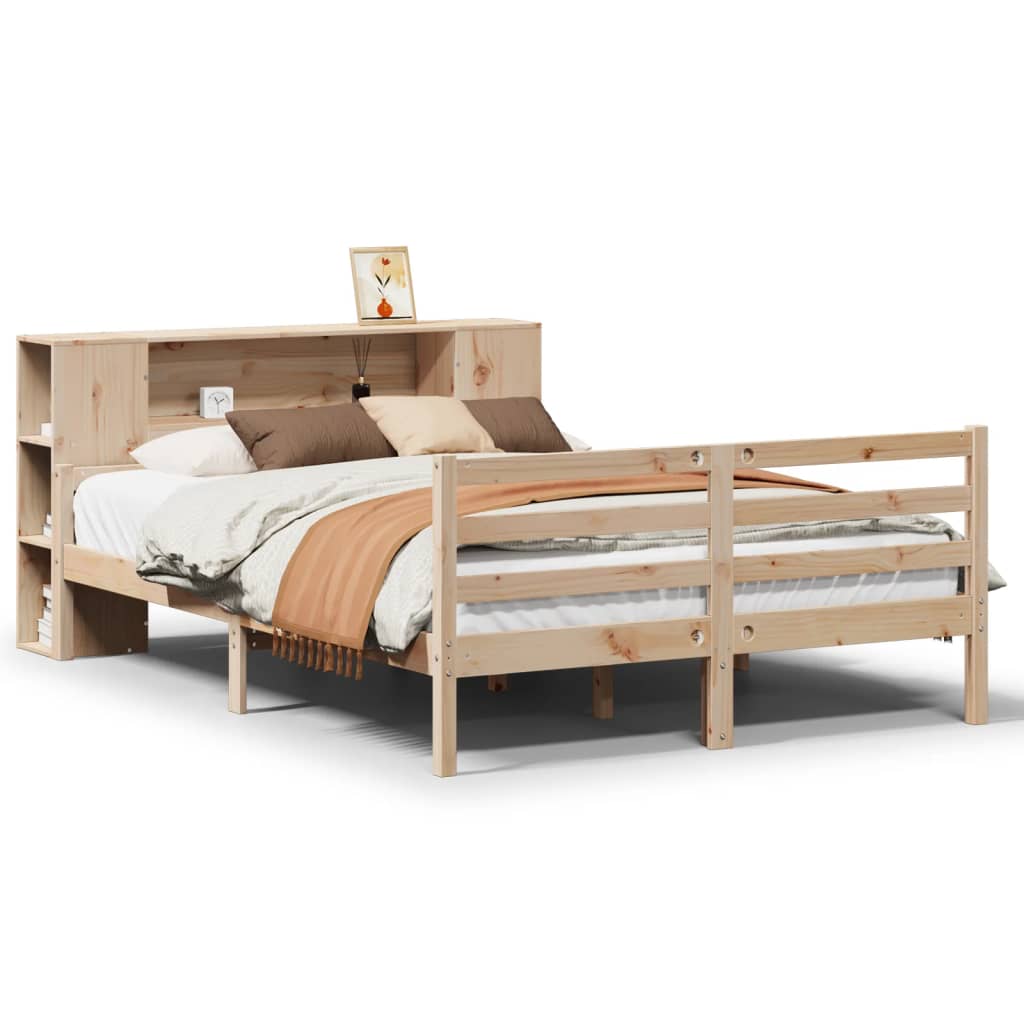 Bed met boekenkast zonder matras massief grenenhout 135x190 cm is nu te koop bij PeponiXL, paradijselijk wonen!