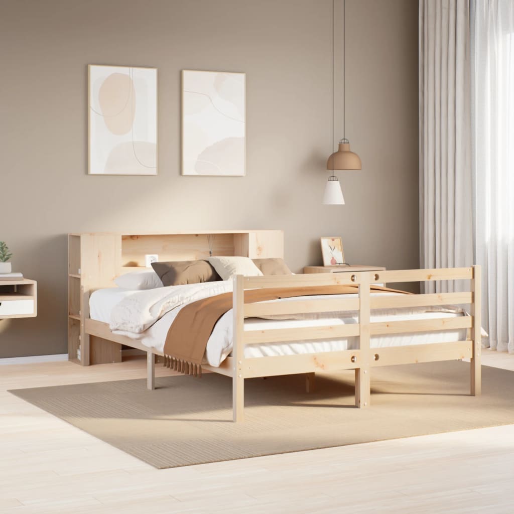 Bed met boekenkast zonder matras massief grenenhout 135x190 cm is nu te koop bij PeponiXL, paradijselijk wonen!