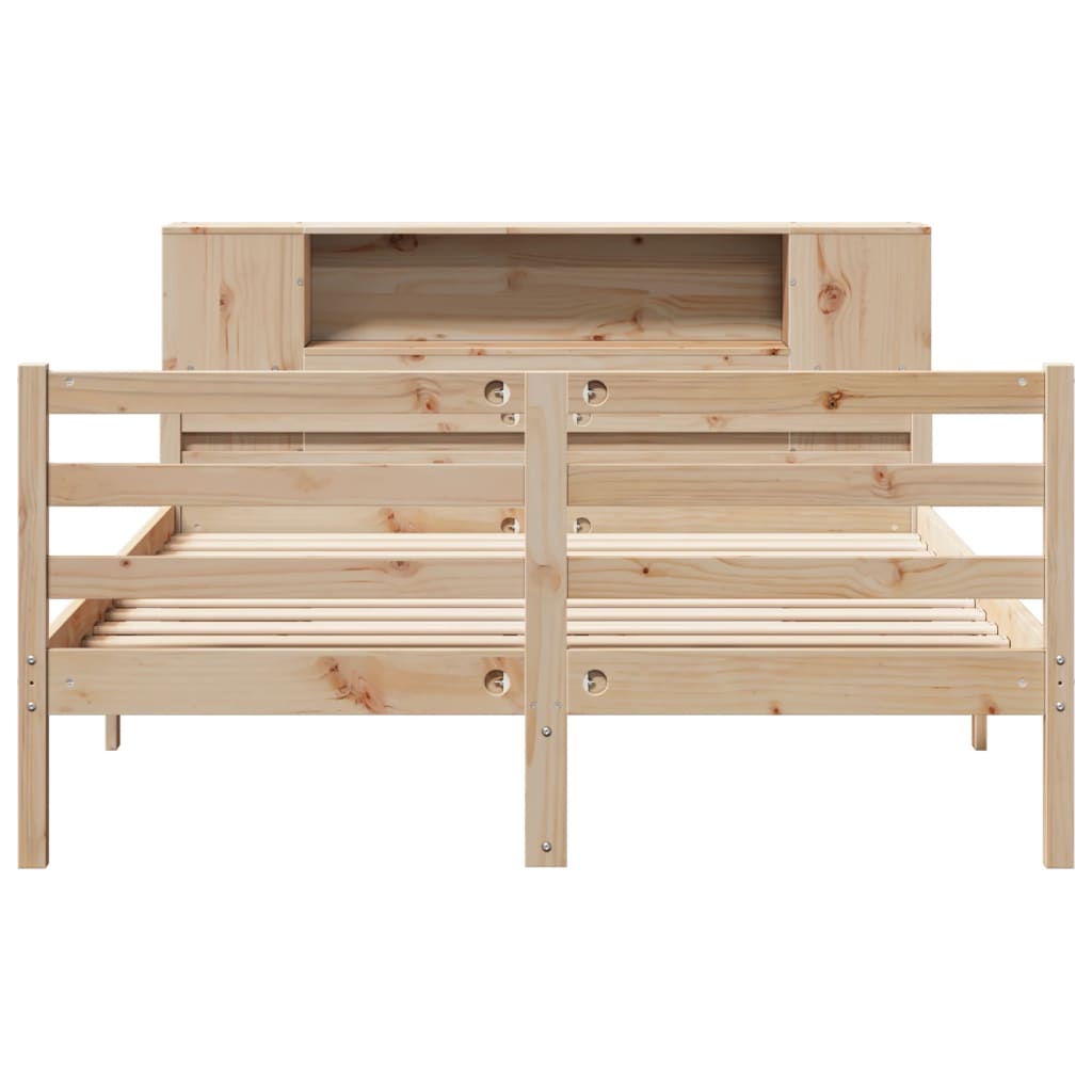 Bed met boekenkast zonder matras massief grenenhout 140x190 cm