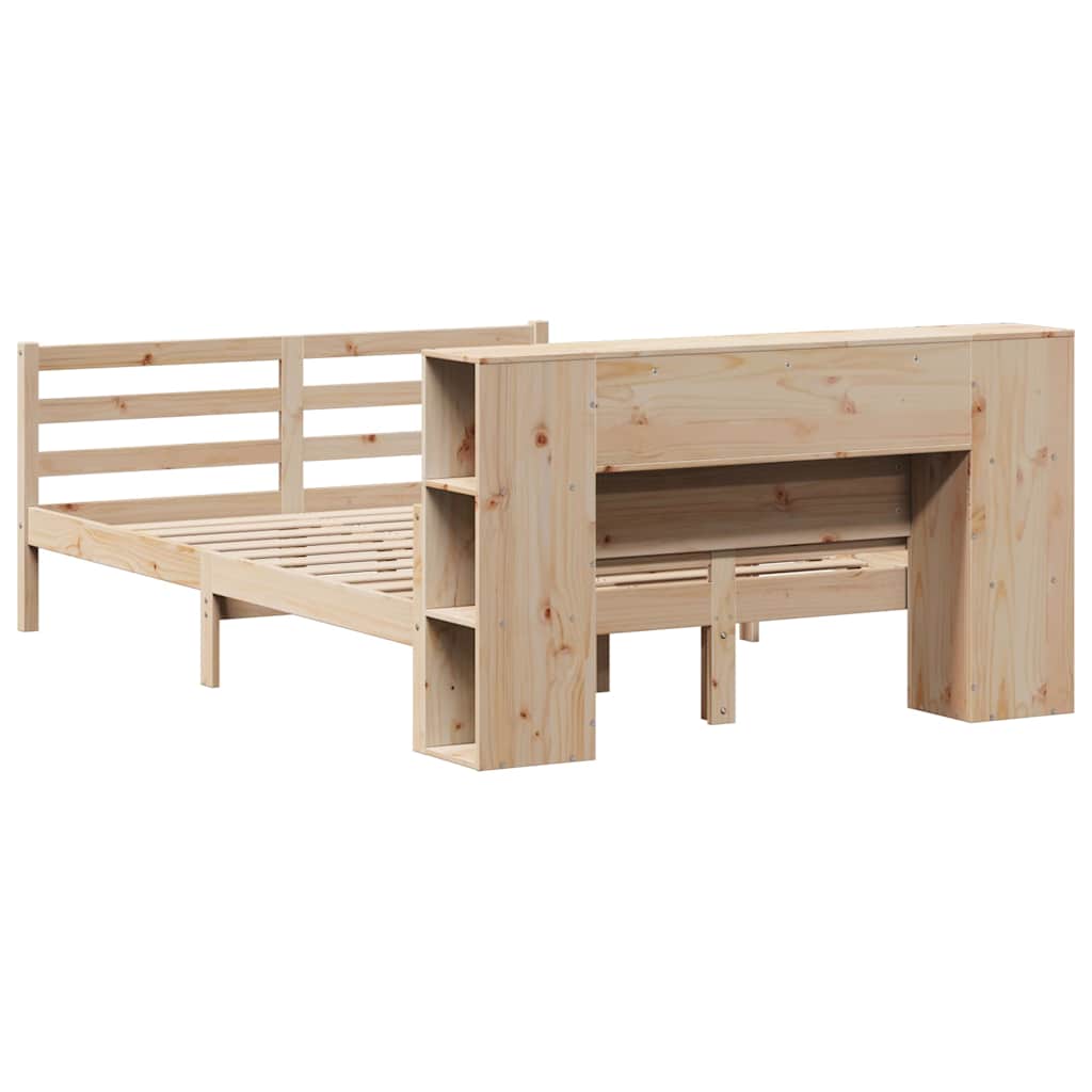 Bed met boekenkast zonder matras massief grenenhout 140x200 cm