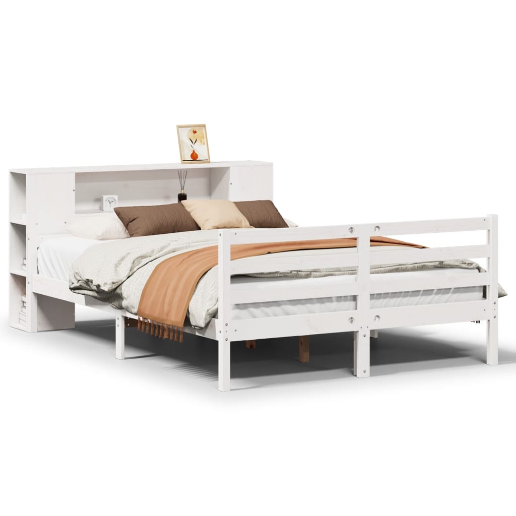 Bed met boekenkast zonder matras grenenhout wit 140x200 cm is nu te koop bij PeponiXL, paradijselijk wonen!