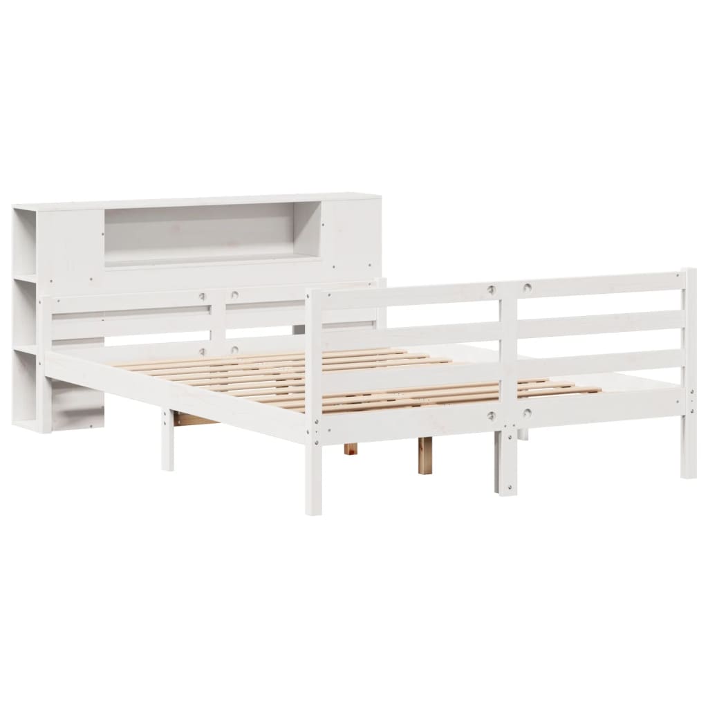 Bed met boekenkast zonder matras grenenhout wit 140x200 cm is nu te koop bij PeponiXL, paradijselijk wonen!