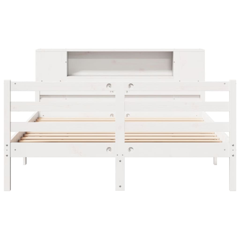 Bed met boekenkast zonder matras grenenhout wit 140x200 cm is nu te koop bij PeponiXL, paradijselijk wonen!