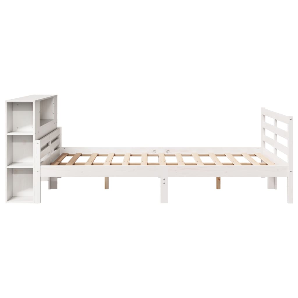 Bed met boekenkast zonder matras grenenhout wit 140x200 cm is nu te koop bij PeponiXL, paradijselijk wonen!
