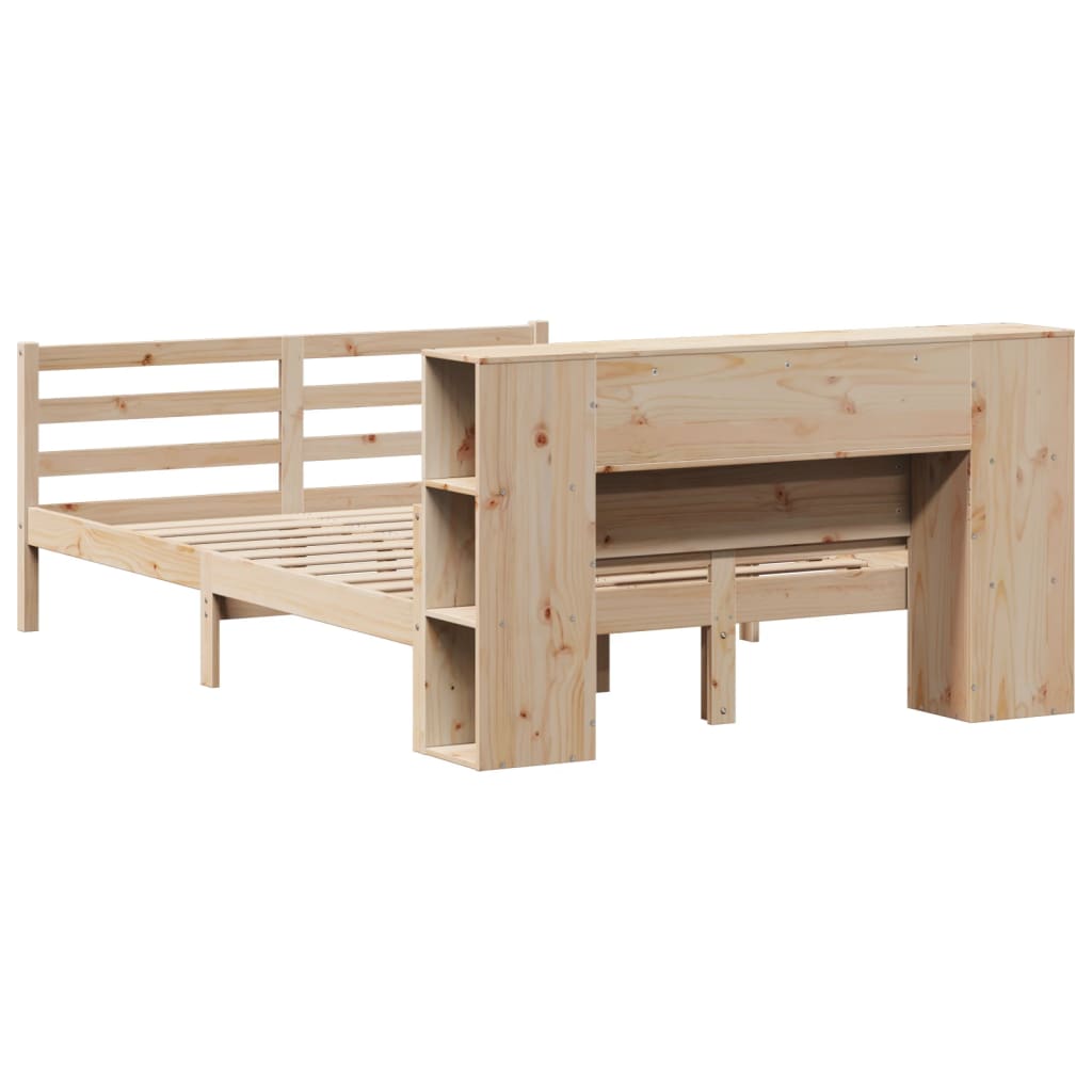 Bed met boekenkast zonder matras massief grenenhout 150x200 cm