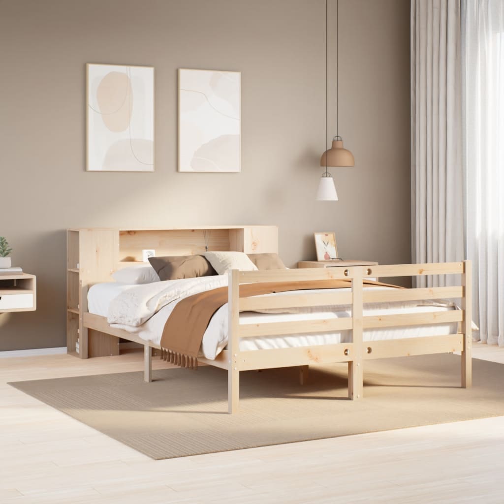 Bed met boekenkast zonder matras massief grenenhout 150x200 cm