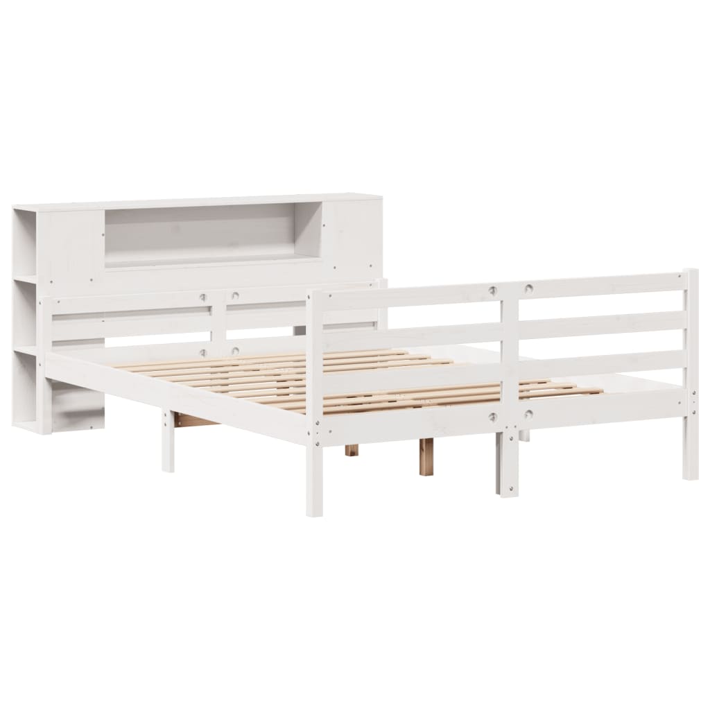 Bed met boekenkast zonder matras grenenhout wit 150x200 cm is nu te koop bij PeponiXL, paradijselijk wonen!