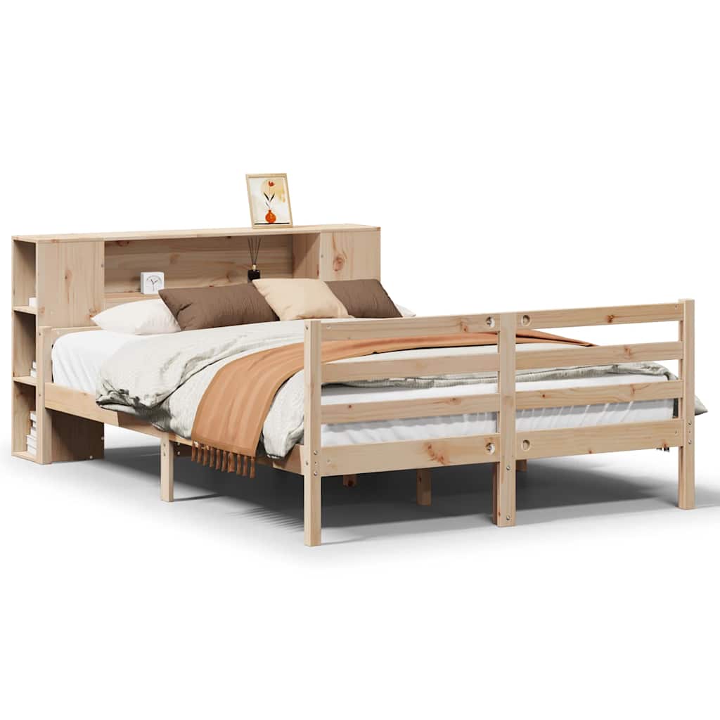Bed met boekenkast zonder matras massief grenenhout 160x200 cm