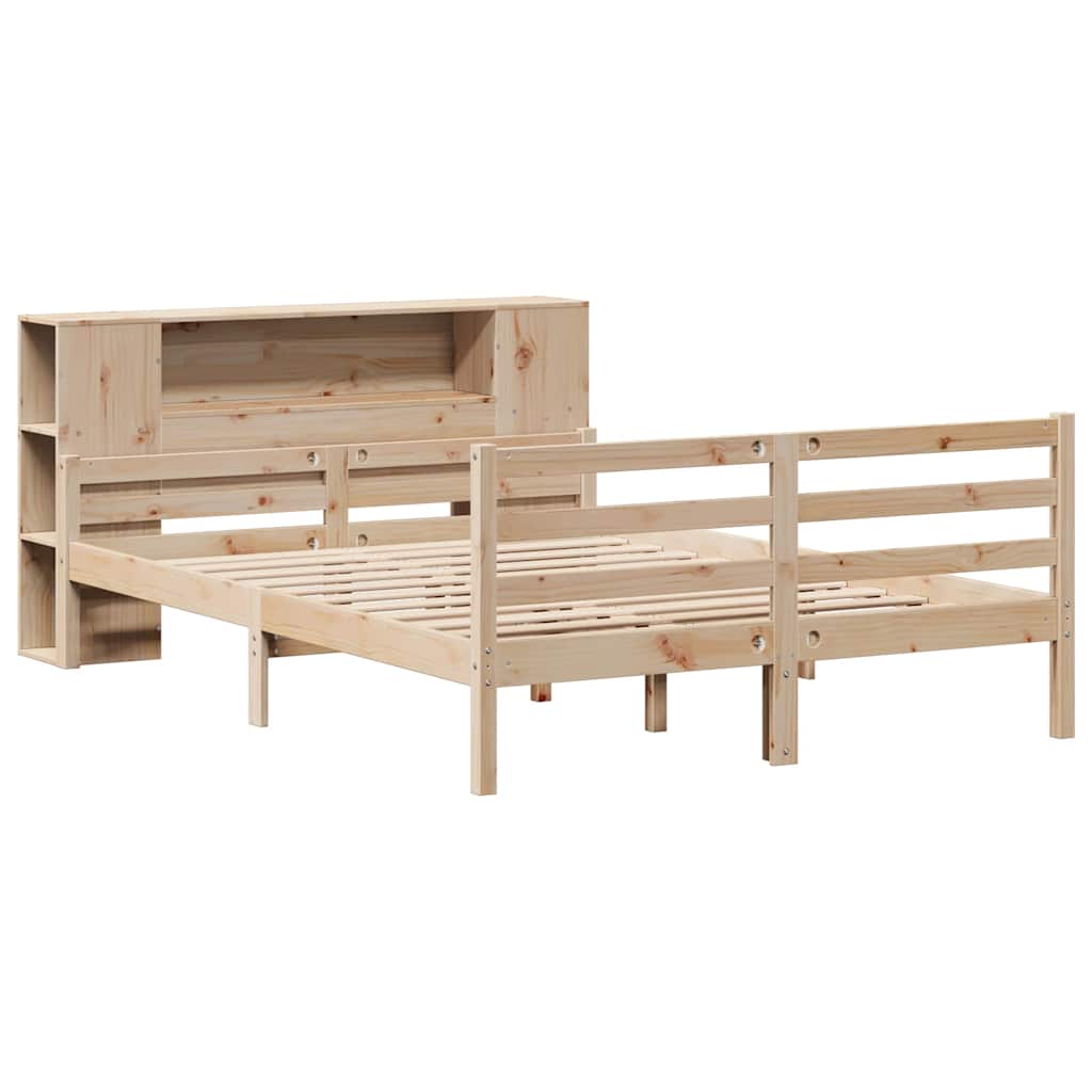 Bed met boekenkast zonder matras massief grenenhout 160x200 cm