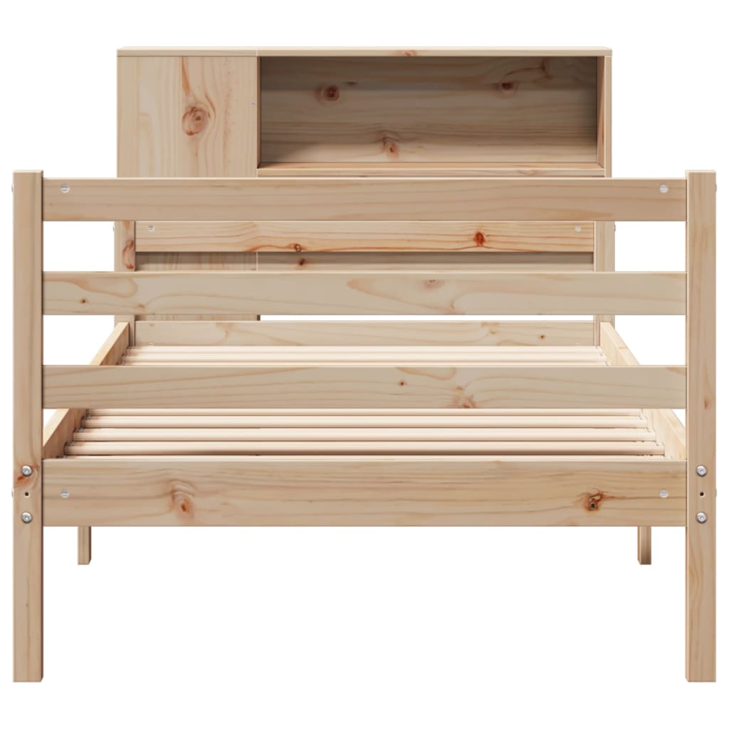Bed met boekenkast zonder matras massief grenenhout 90x200 cm