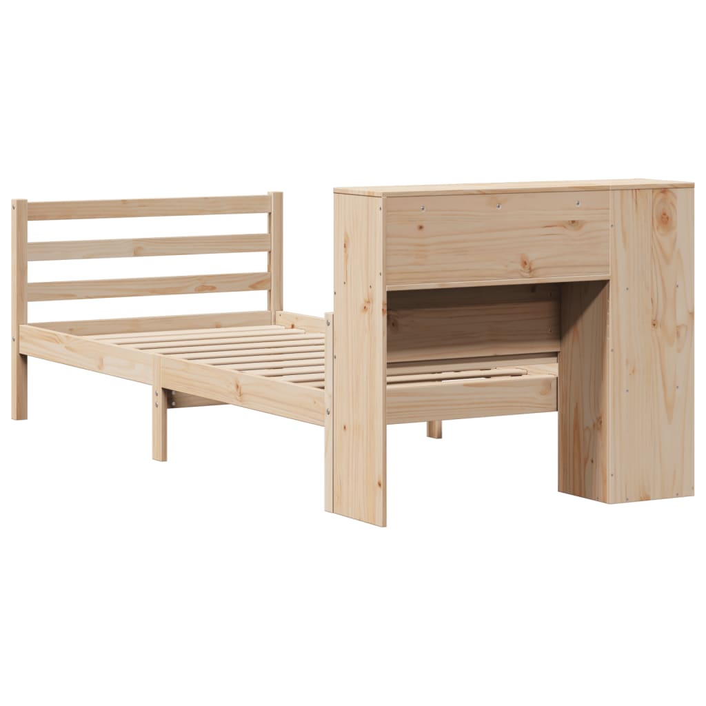 Bed met boekenkast zonder matras massief grenenhout 90x200 cm