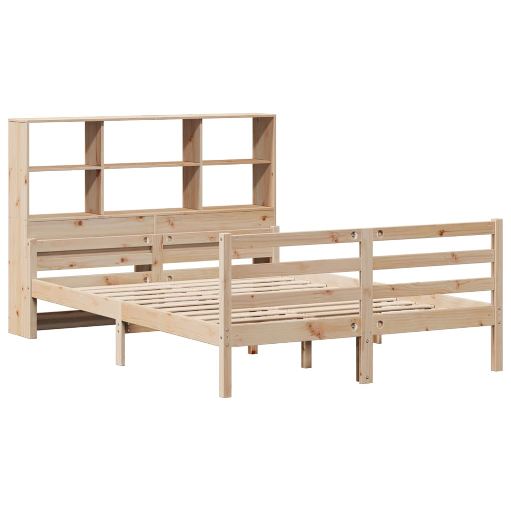 Bed met boekenkast zonder matras massief grenenhout 140x190 cm