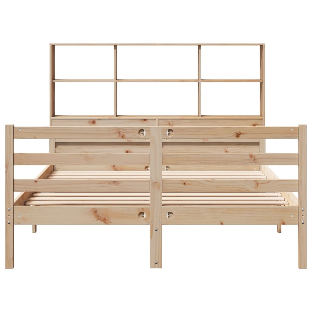 Bed met boekenkast zonder matras massief grenenhout 140x190 cm