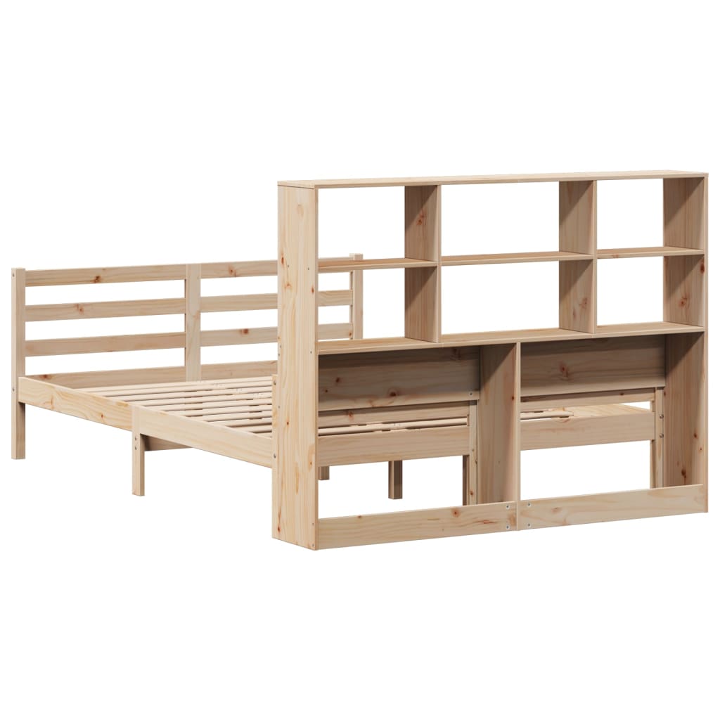 Bed met boekenkast zonder matras massief grenenhout 140x190 cm