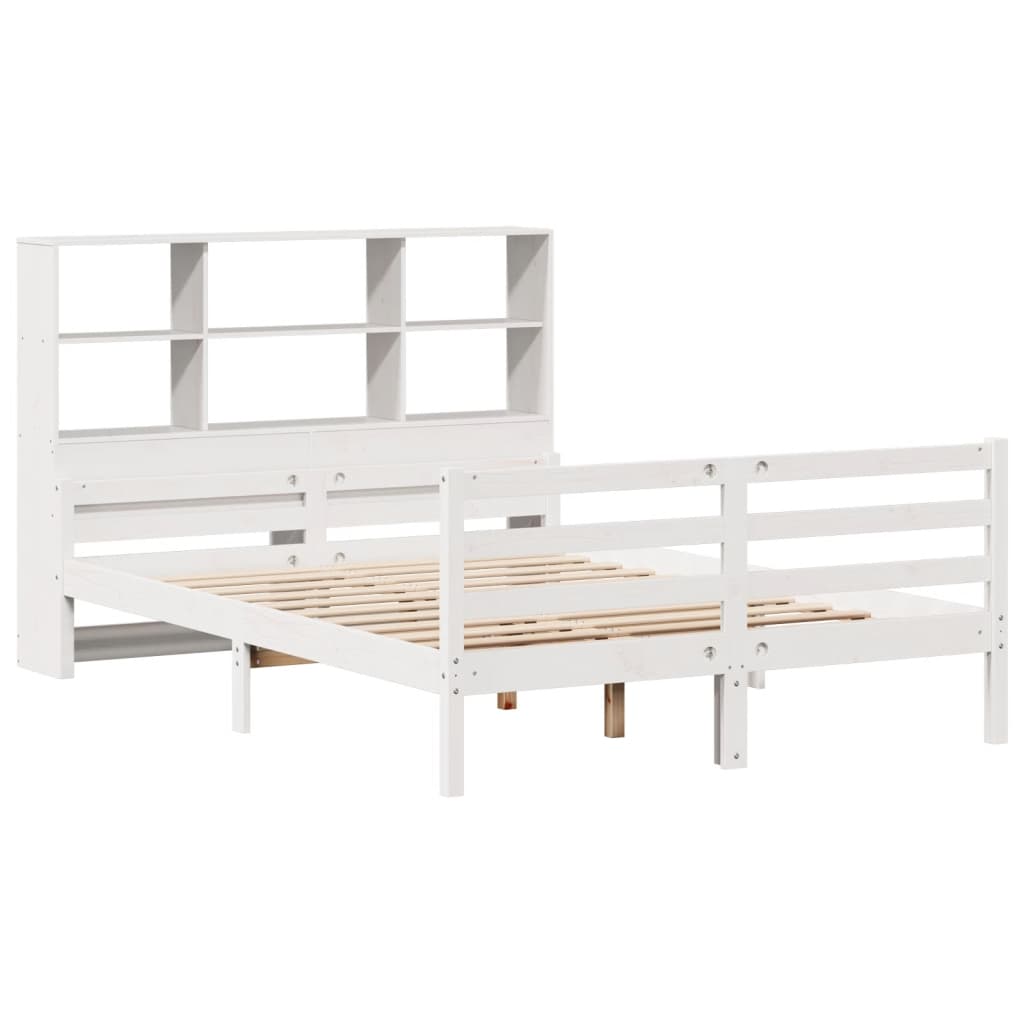Bed met boekenkast zonder matras grenenhout wit 140x200 cm is nu te koop bij PeponiXL, paradijselijk wonen!