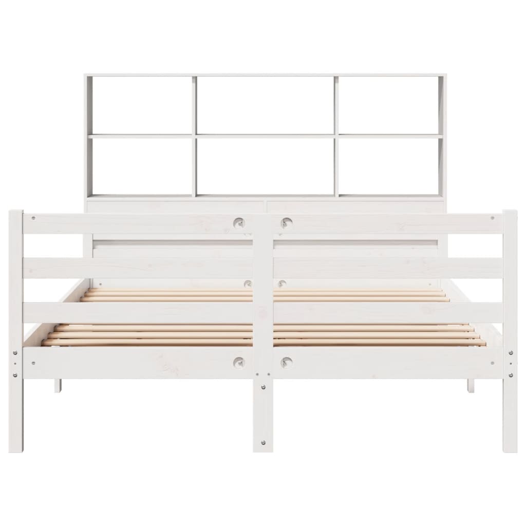 Bed met boekenkast zonder matras grenenhout wit 140x200 cm is nu te koop bij PeponiXL, paradijselijk wonen!