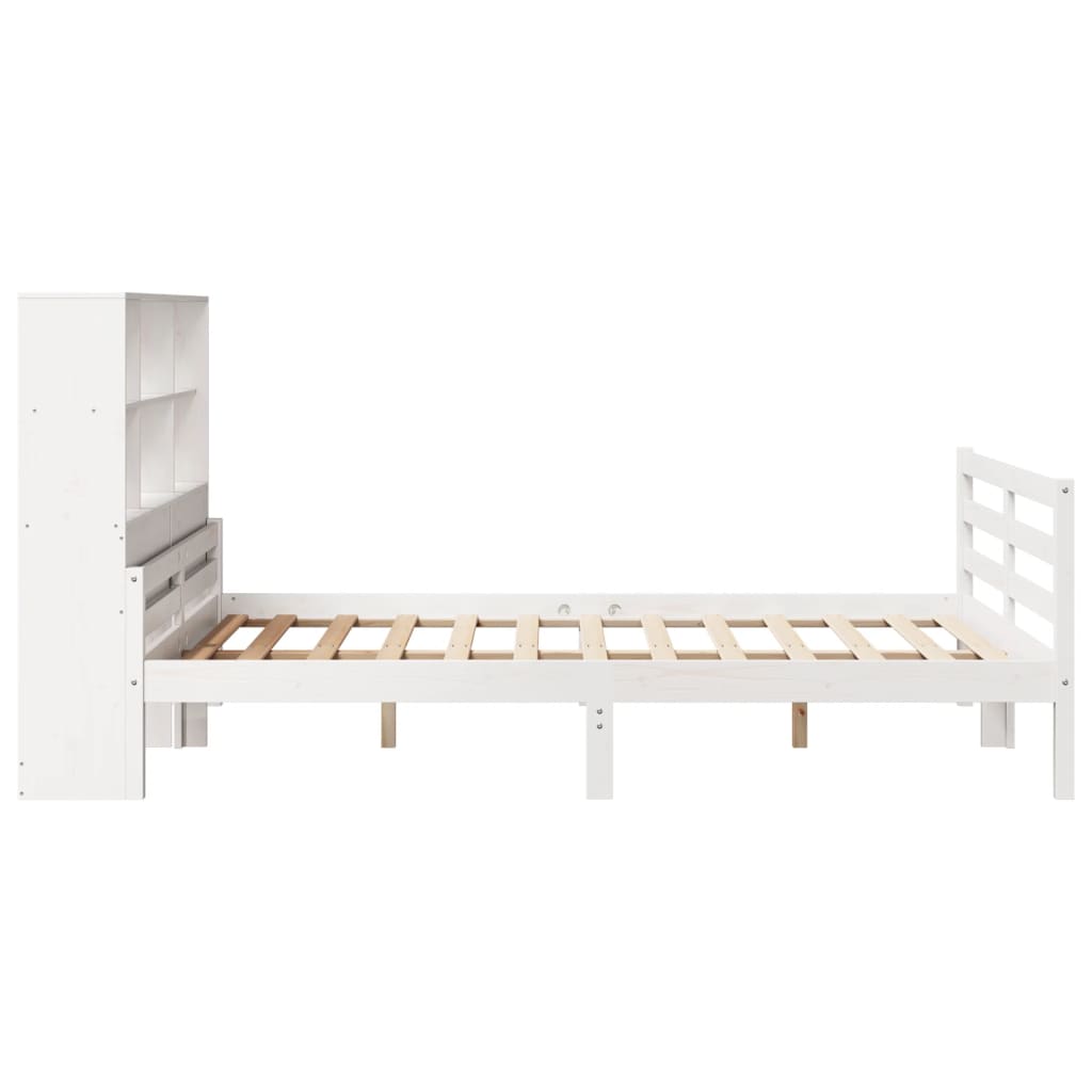 Bed met boekenkast zonder matras grenenhout wit 140x200 cm is nu te koop bij PeponiXL, paradijselijk wonen!