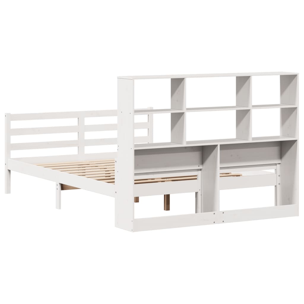 Bed met boekenkast zonder matras grenenhout wit 140x200 cm is nu te koop bij PeponiXL, paradijselijk wonen!
