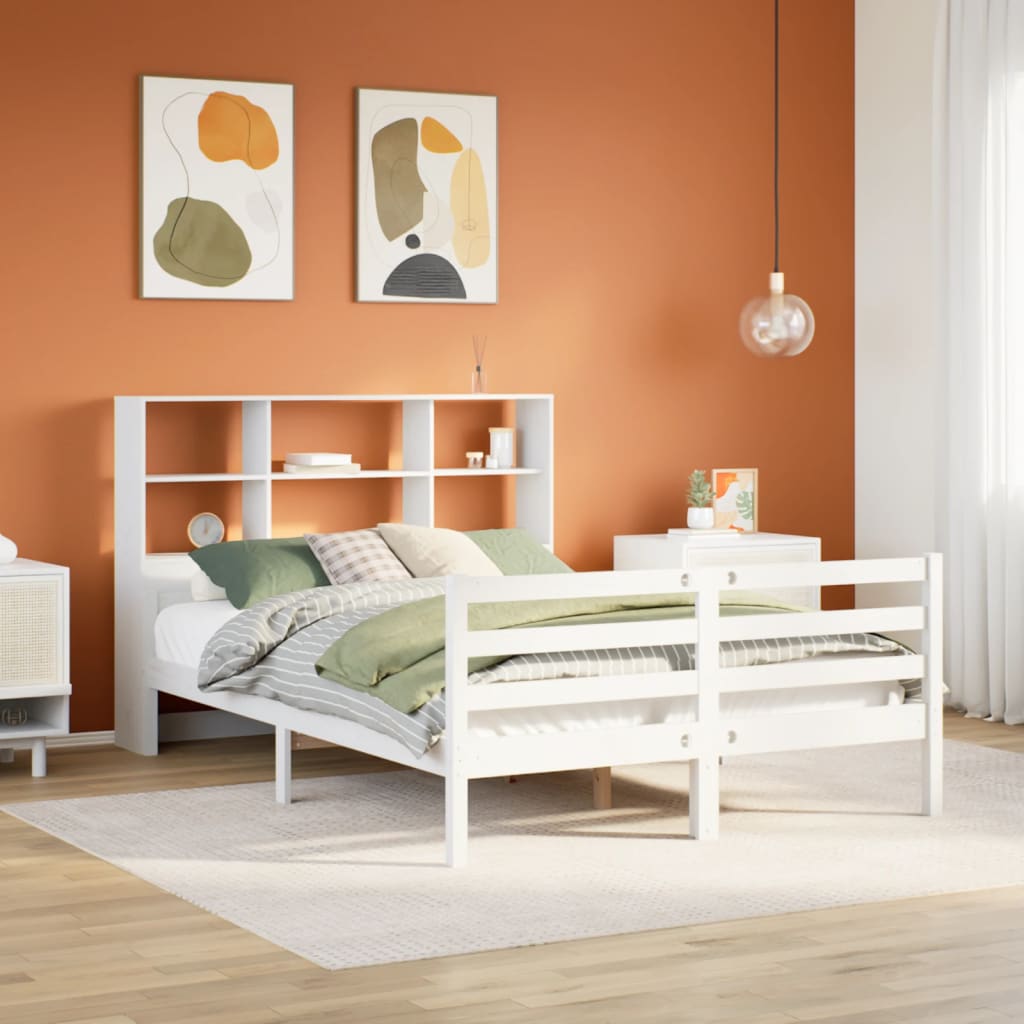 Bed met boekenkast zonder matras grenenhout wit 140x200 cm is nu te koop bij PeponiXL, paradijselijk wonen!