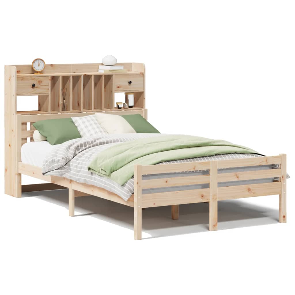 Bed met boekenkast zonder matras massief grenenhout 135x190 cm is nu te koop bij PeponiXL, paradijselijk wonen!