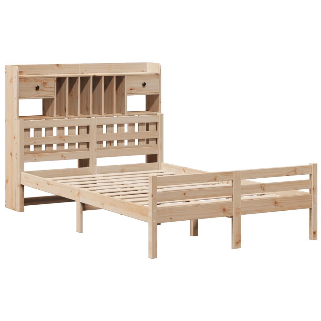 Bed met boekenkast zonder matras massief grenenhout 135x190 cm is nu te koop bij PeponiXL, paradijselijk wonen!