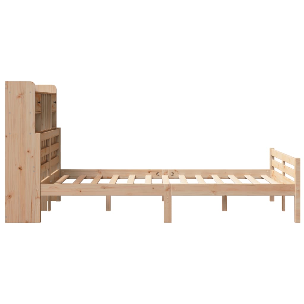 Bed met boekenkast zonder matras massief grenenhout 135x190 cm is nu te koop bij PeponiXL, paradijselijk wonen!