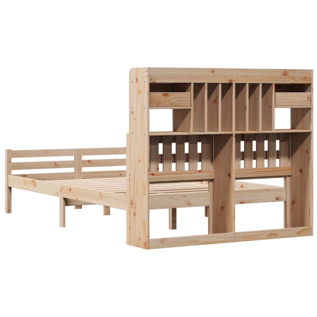 Bed met boekenkast zonder matras massief grenenhout 135x190 cm is nu te koop bij PeponiXL, paradijselijk wonen!