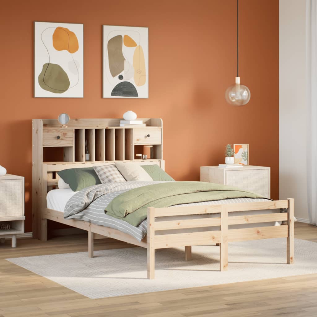 Bed met boekenkast zonder matras massief grenenhout 135x190 cm is nu te koop bij PeponiXL, paradijselijk wonen!