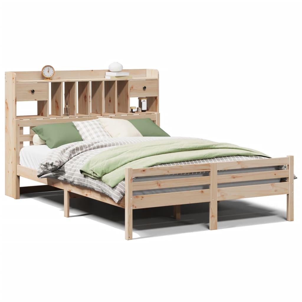 Bed met boekenkast zonder matras massief grenenhout 140x200 cm is nu te koop bij PeponiXL, paradijselijk wonen!