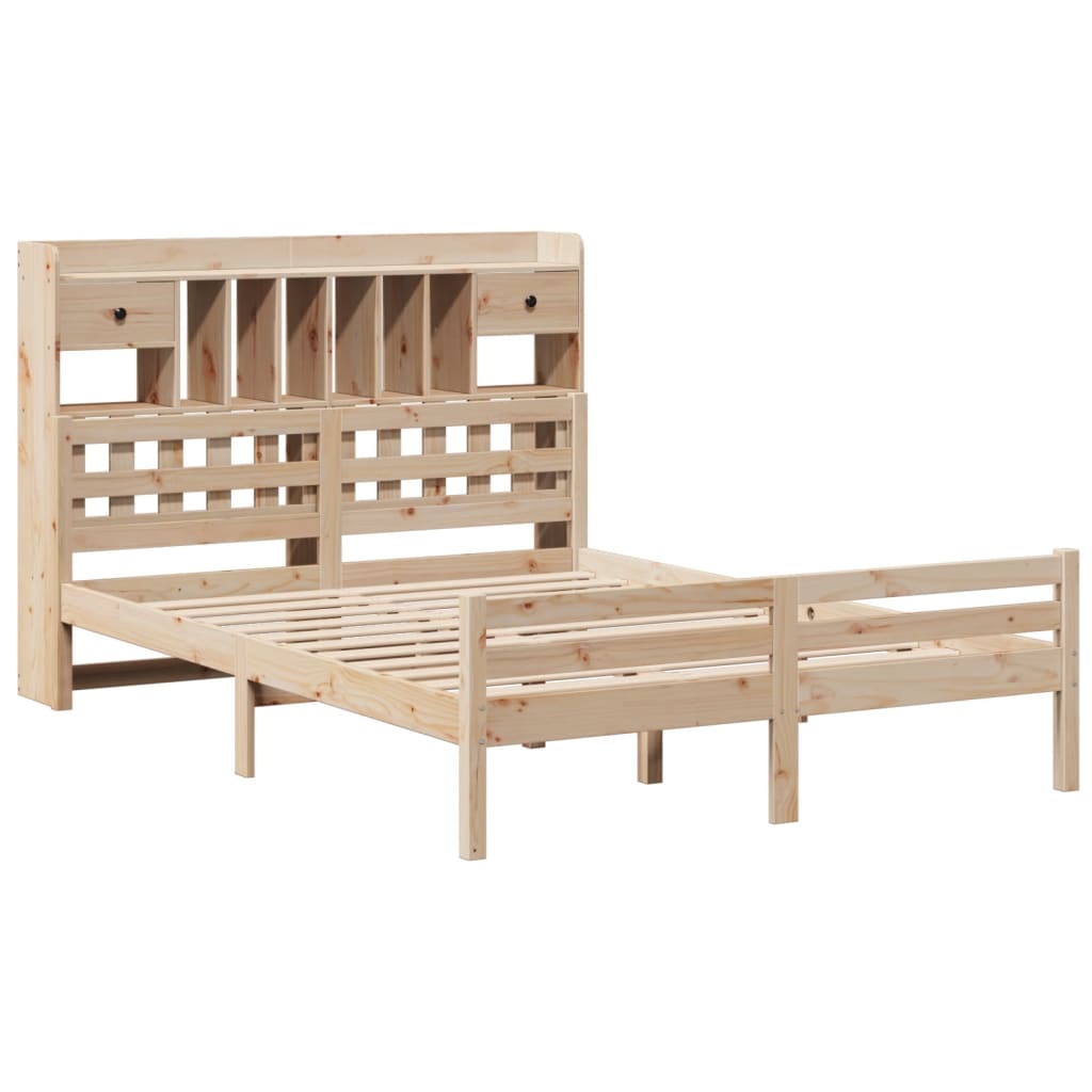 Bed met boekenkast zonder matras massief grenenhout 140x200 cm is nu te koop bij PeponiXL, paradijselijk wonen!