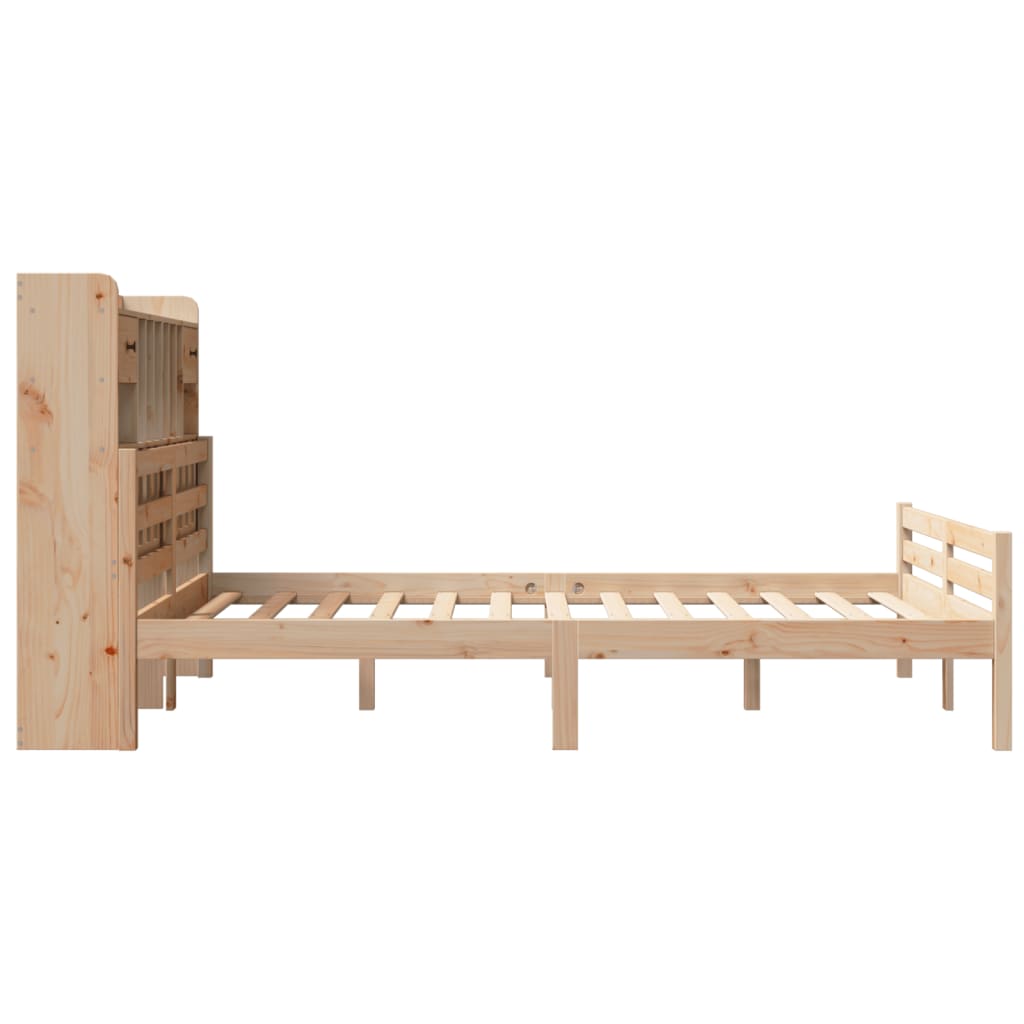 Bed met boekenkast zonder matras massief grenenhout 140x200 cm is nu te koop bij PeponiXL, paradijselijk wonen!