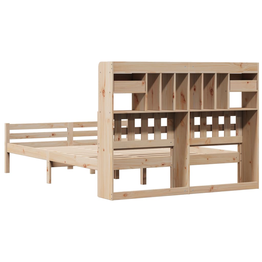 Bed met boekenkast zonder matras massief grenenhout 140x200 cm is nu te koop bij PeponiXL, paradijselijk wonen!