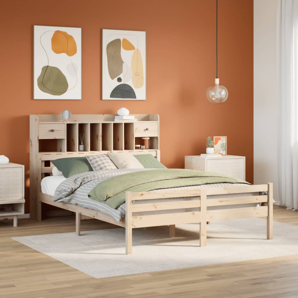 Bed met boekenkast zonder matras massief grenenhout 140x200 cm is nu te koop bij PeponiXL, paradijselijk wonen!