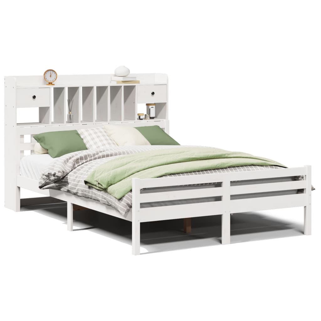 Bed met boekenkast zonder matras grenenhout wit 140x200 cm is nu te koop bij PeponiXL, paradijselijk wonen!