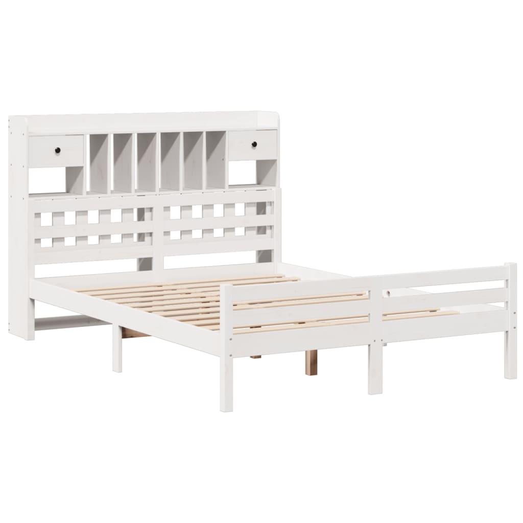 Bed met boekenkast zonder matras grenenhout wit 140x200 cm is nu te koop bij PeponiXL, paradijselijk wonen!