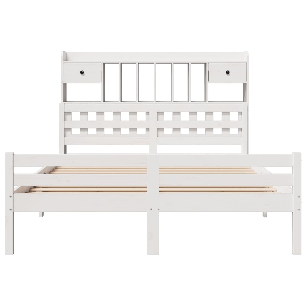 Bed met boekenkast zonder matras grenenhout wit 140x200 cm is nu te koop bij PeponiXL, paradijselijk wonen!