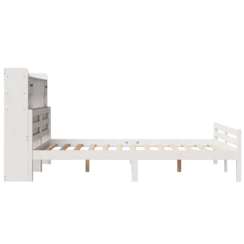 Bed met boekenkast zonder matras grenenhout wit 140x200 cm is nu te koop bij PeponiXL, paradijselijk wonen!