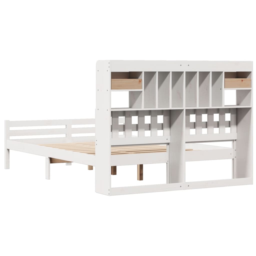 Bed met boekenkast zonder matras grenenhout wit 140x200 cm is nu te koop bij PeponiXL, paradijselijk wonen!