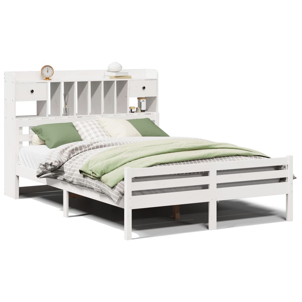 Bed met boekenkast zonder matras grenenhout wit 150x200 cm is nu te koop bij PeponiXL, paradijselijk wonen!
