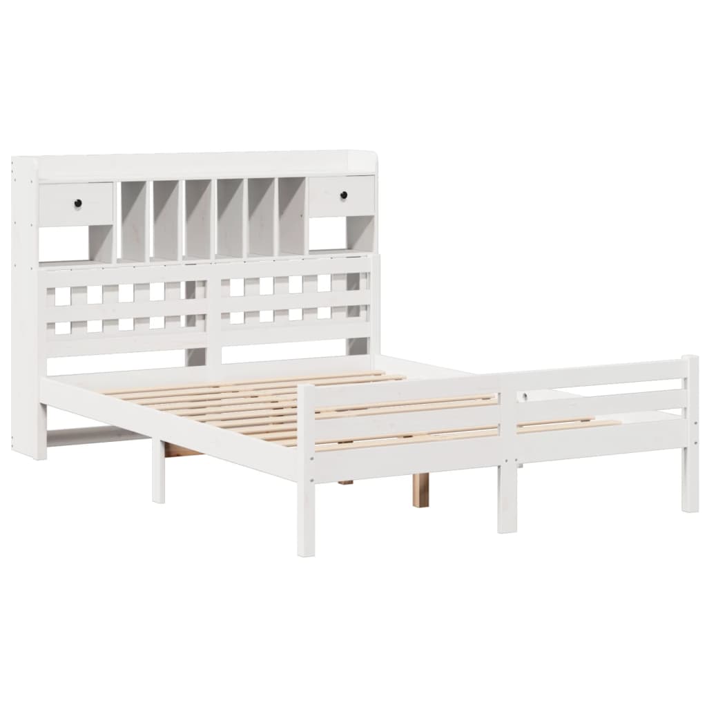Bed met boekenkast zonder matras grenenhout wit 150x200 cm is nu te koop bij PeponiXL, paradijselijk wonen!