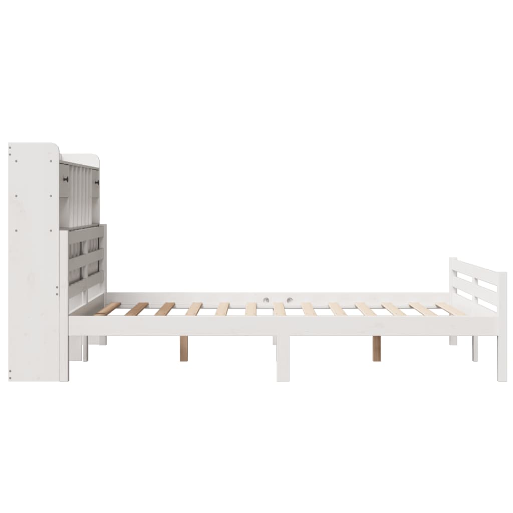 Bed met boekenkast zonder matras grenenhout wit 150x200 cm is nu te koop bij PeponiXL, paradijselijk wonen!