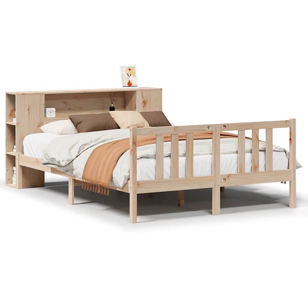 Bed met boekenkast zonder matras massief grenenhout 135x190 cm is nu te koop bij PeponiXL, paradijselijk wonen!