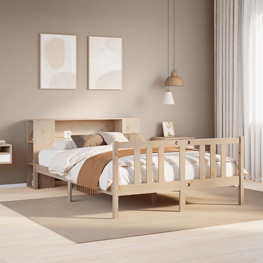 Bed met boekenkast zonder matras massief grenenhout 135x190 cm is nu te koop bij PeponiXL, paradijselijk wonen!