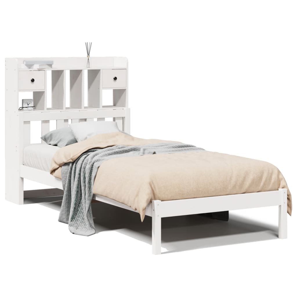 Bed met boekenkast zonder matras grenenhout wit 90x200 cm is nu te koop bij PeponiXL, paradijselijk wonen!