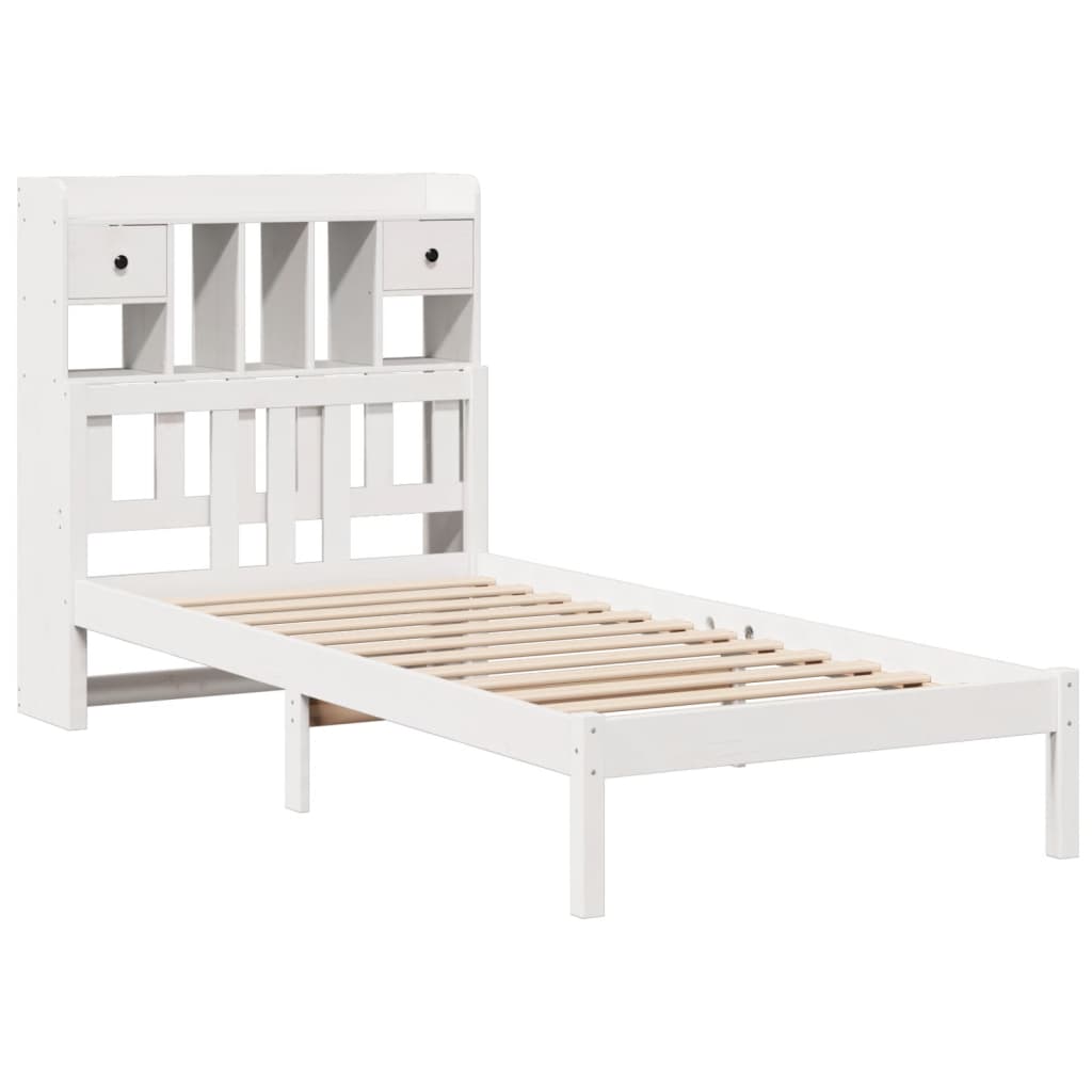 Bed met boekenkast zonder matras grenenhout wit 90x200 cm is nu te koop bij PeponiXL, paradijselijk wonen!