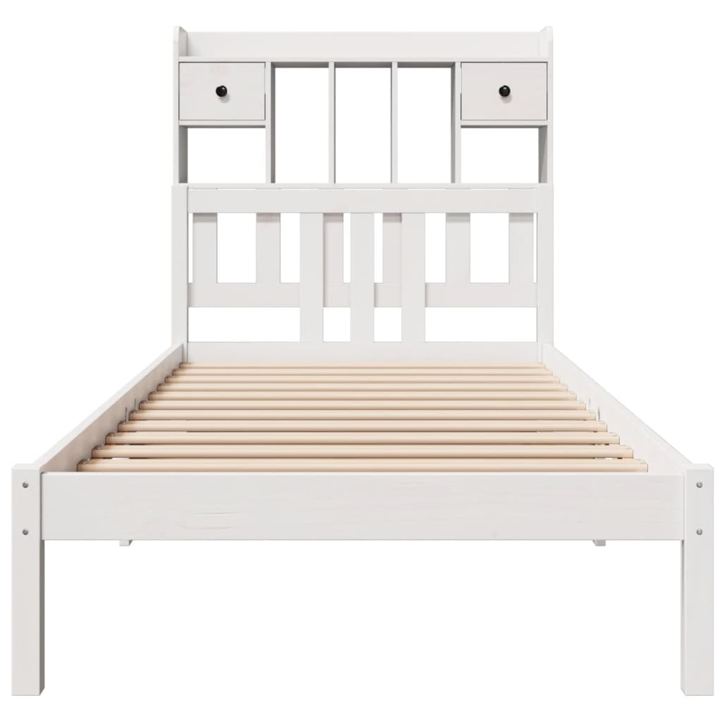 Bed met boekenkast zonder matras grenenhout wit 90x200 cm is nu te koop bij PeponiXL, paradijselijk wonen!
