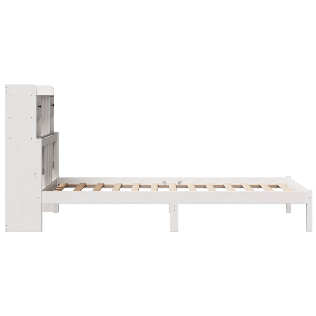 Bed met boekenkast zonder matras grenenhout wit 90x200 cm is nu te koop bij PeponiXL, paradijselijk wonen!
