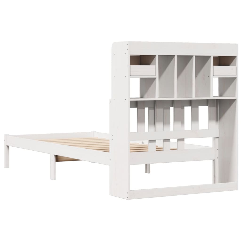 Bed met boekenkast zonder matras grenenhout wit 90x200 cm is nu te koop bij PeponiXL, paradijselijk wonen!