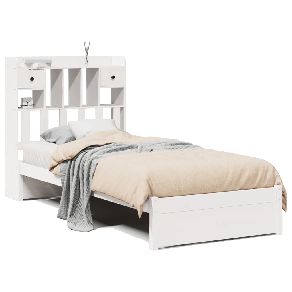 Bed met boekenkast zonder matras grenenhout wit 75x190 cm is nu te koop bij PeponiXL, paradijselijk wonen!